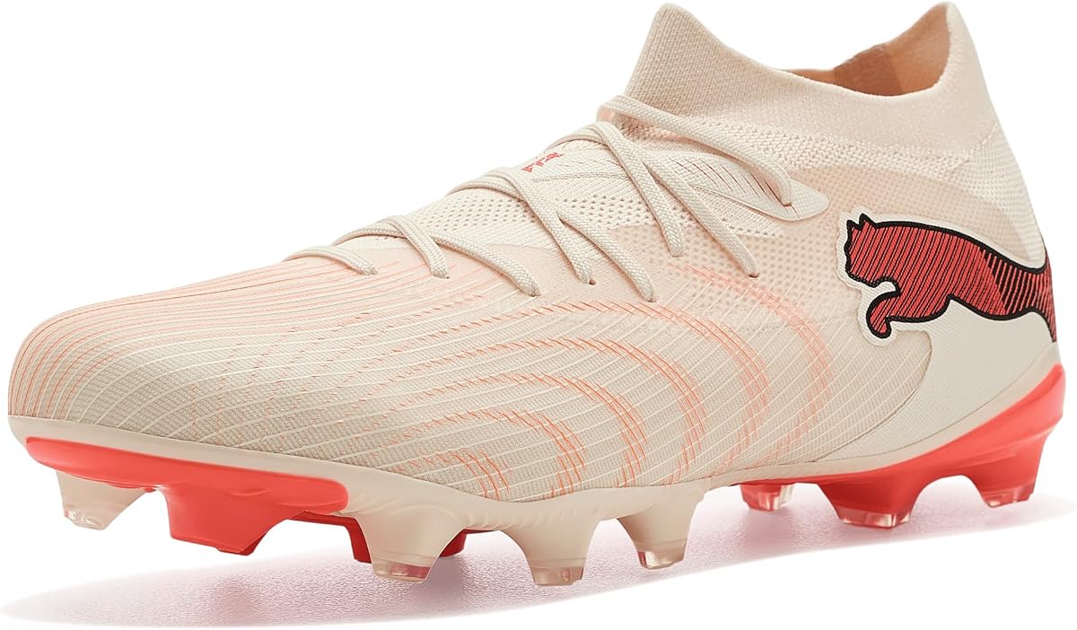 PUMA Men's Future 9 Match Firm/Artificial Ground Soccer Cleats Sugared Almond/Puma White/Ultra Red/Puma Black 9 Medium