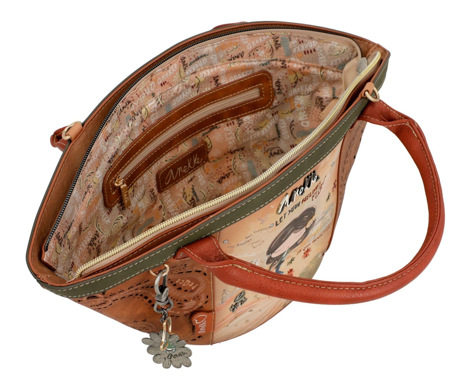 Anekke - Shopper Damen - Tasche aus Polyester mit 2 Griffen und Schulterriemen - Reißverschluss - Zubehör und Accessoires für Damen - Maße 41 x 19 x 13 cm