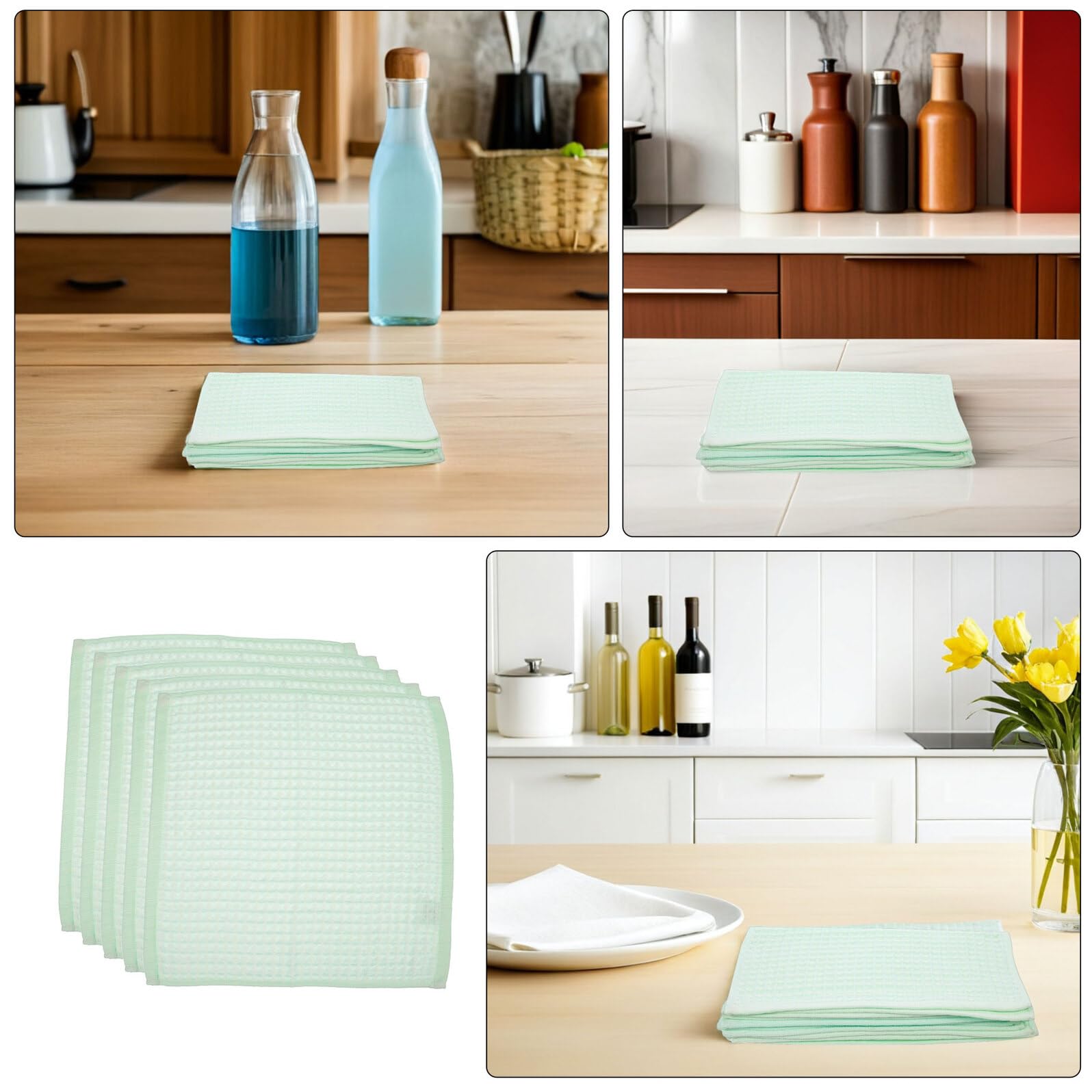 Healifty Paños de Cocina de Algodón 100% Puro Tipo Gofre 35X35 CM 10 Unidades Absorbentes y Lavables Secado Rápido Suaves para Uso Diario en Limpieza y Secado en Cocina