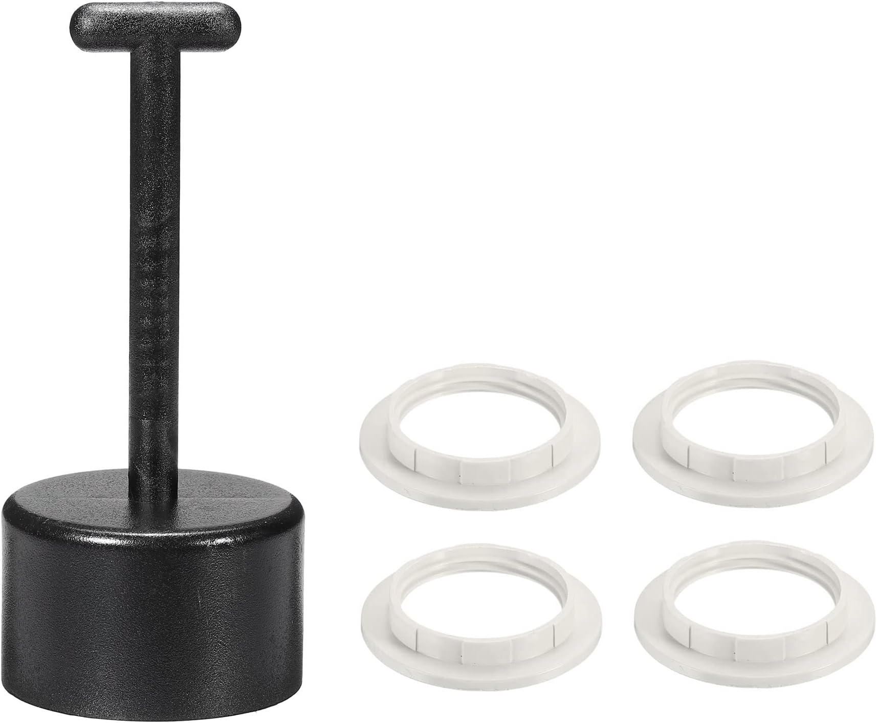 Generic E26/E27 Socket Ring Removal Tool T Type with Lamp Shade Socket Rings for Medium Base, Light Replacing Accessories, White Pack of 5