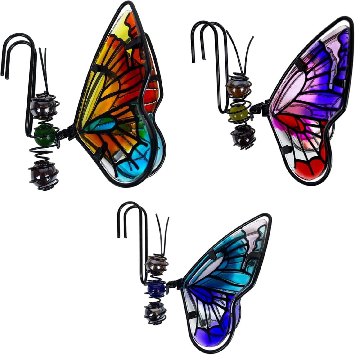 Metal Glass Butterfly Decorations, 3 Pcs Lively Butterfly Hanging Ornaments, Flower Pot Decoration Pendants, Refined Home Décor for Indoor Plant Pots