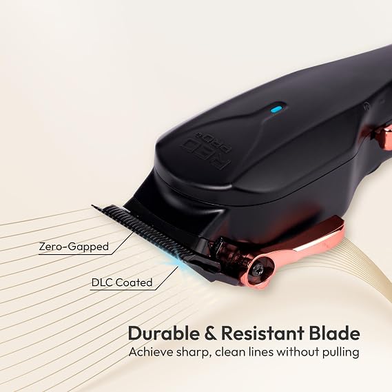 RED Pro Professional Cordless Hair Clipper for Men, Electric Rechargeable Hair Clipper Set for Barbers and Stylists with Up to 150 Minutes Battery Life, 6 Clippers Guide Included (Matte Black)