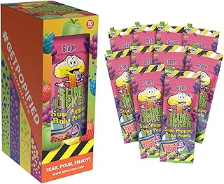 Slime Licker by BobaVida Grape Sour Popping Boba Pearls | No Corn Syrup Fruit Boba Pearls | Popping Boba For Drinks & Desserts | Gluten-Free, Non-GMO | Includes Straws | 3oz Each (10 Pouches)