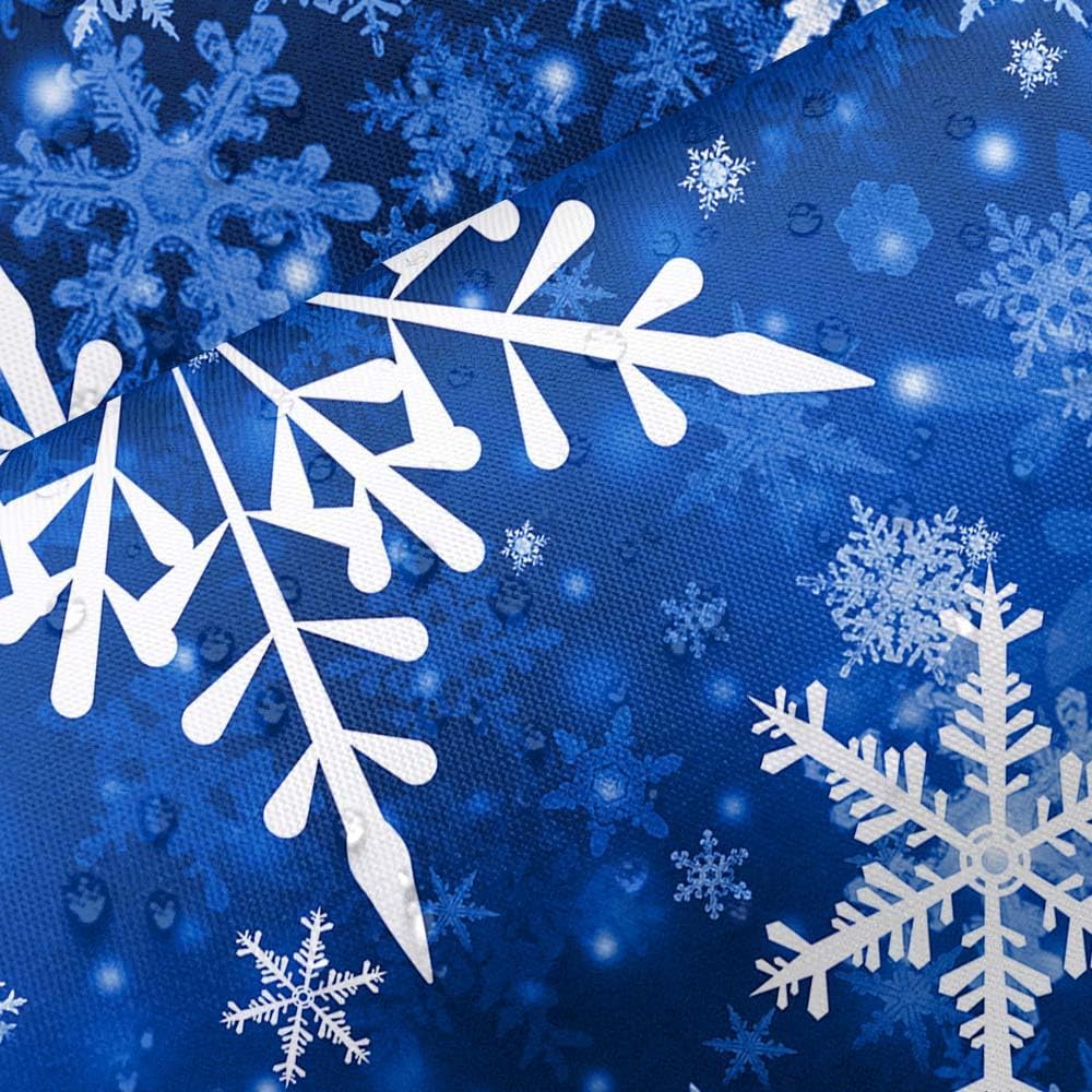 DYNH Christmas Snowflake Shower Curtain Set for Bathroom, Winter Blue Decorative Curtains, 72X84IN