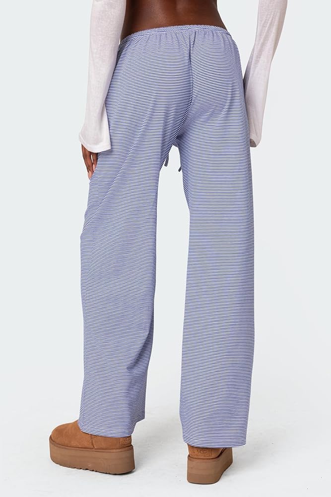 Baynoyia Women Seaside Striped Pants Drawstring High Waist