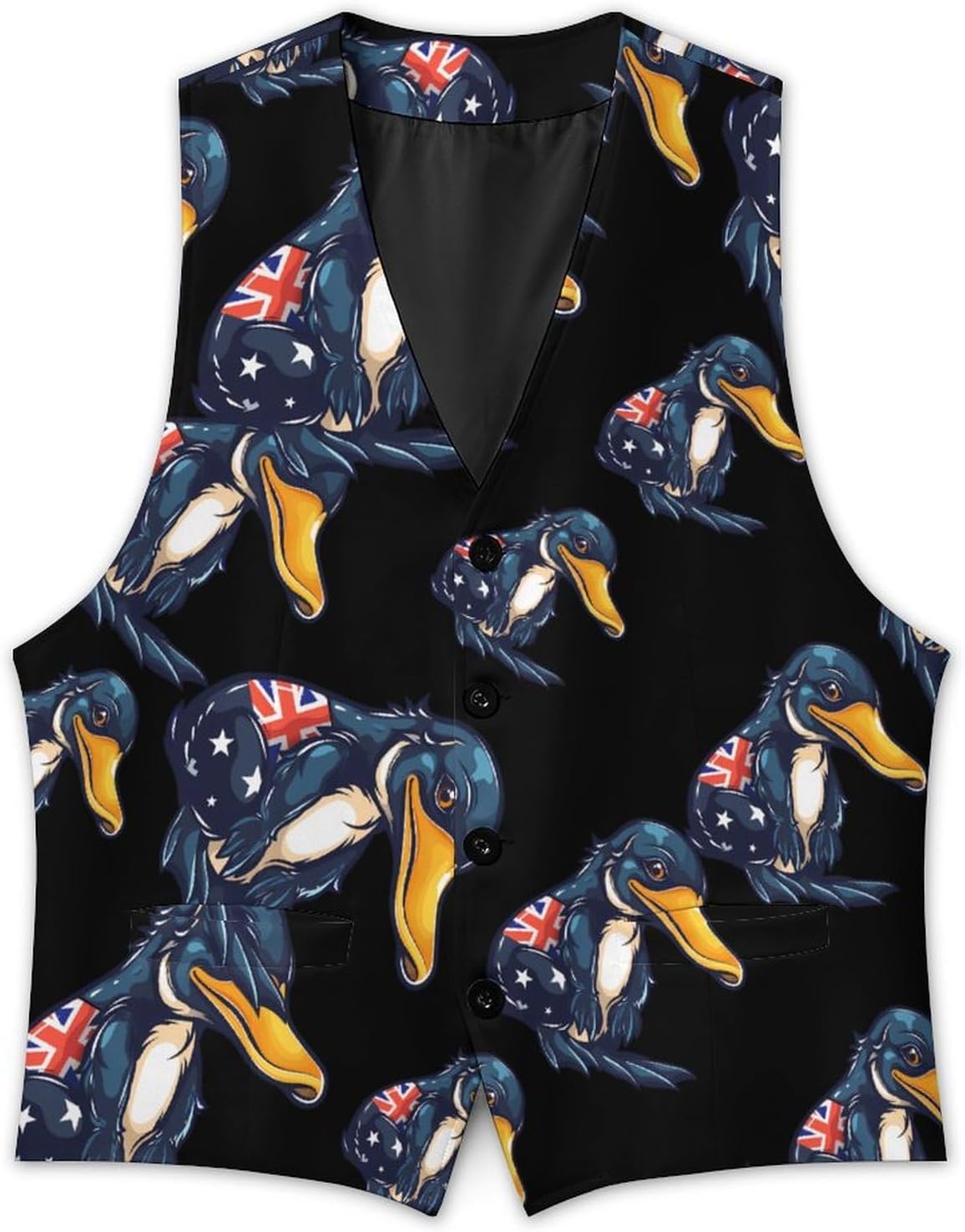 Australian Flag Platy-Pus Men's Suit Vest Formal Vests Casual Dress Fit Waistcoat Casual Tuxedo for Business