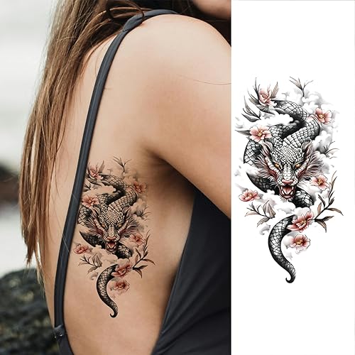 Vista 30 de Tatuaje temporal tribal para hombres adultos, tótem grande negro tribal tatuaje falso tribal, de larga duración, impermeable, a gran temperatura