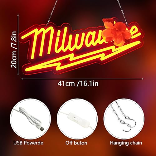 Miniatura 4 de Milwaukee Parts Shop and Repair Service Station Letrero de neón para tienda de garaje, fiesta, decoración de pared de cueva de hombre, el mejor