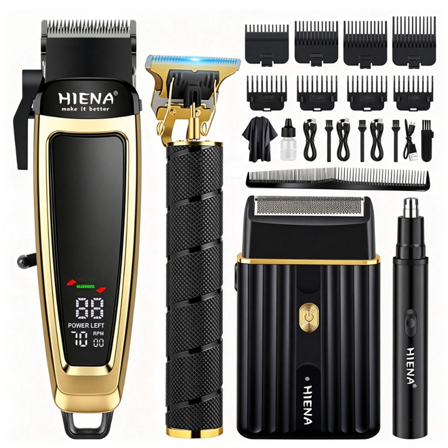 HIENA PRO Aparadores de cabelo para homens, kit de barbeiro sem fio 4 em 1 | Aparador de
