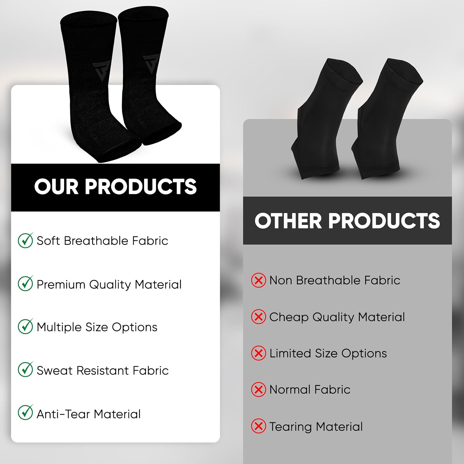 Muay Thai Ankle Wrap for Martial Arts – Durable and Reliable Boxing Gear for Men & Women – Ankle Wrap for Kick Boxing, MMA & Combat Sports (Full Black, S/M)
