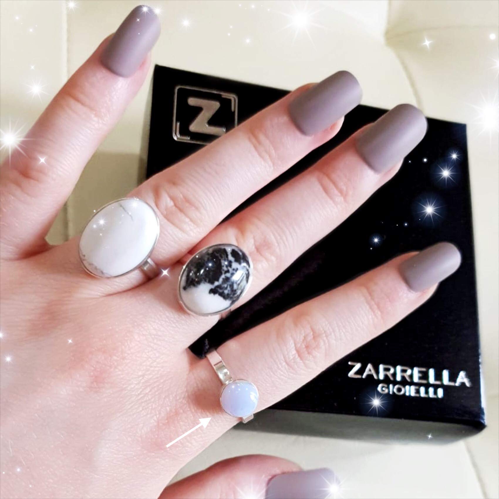 Anillo de Plata 925 con Ágata Azul Bandeada (Piedra Natural) 8mm - Disponible Anillo Ajustable y Fijo, Tamaño de XS a XXXL, para Hombre, para Mujer - Caja Regalo Gratis
