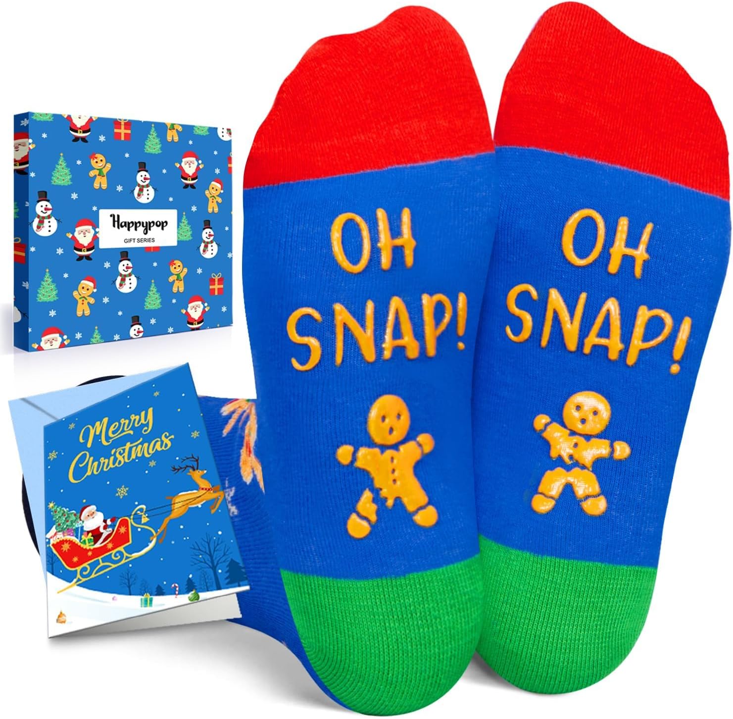 HAPPYPOP Christmas Gifts for Kids - Gingerbread Socks for Teen Adult with Greeting Card