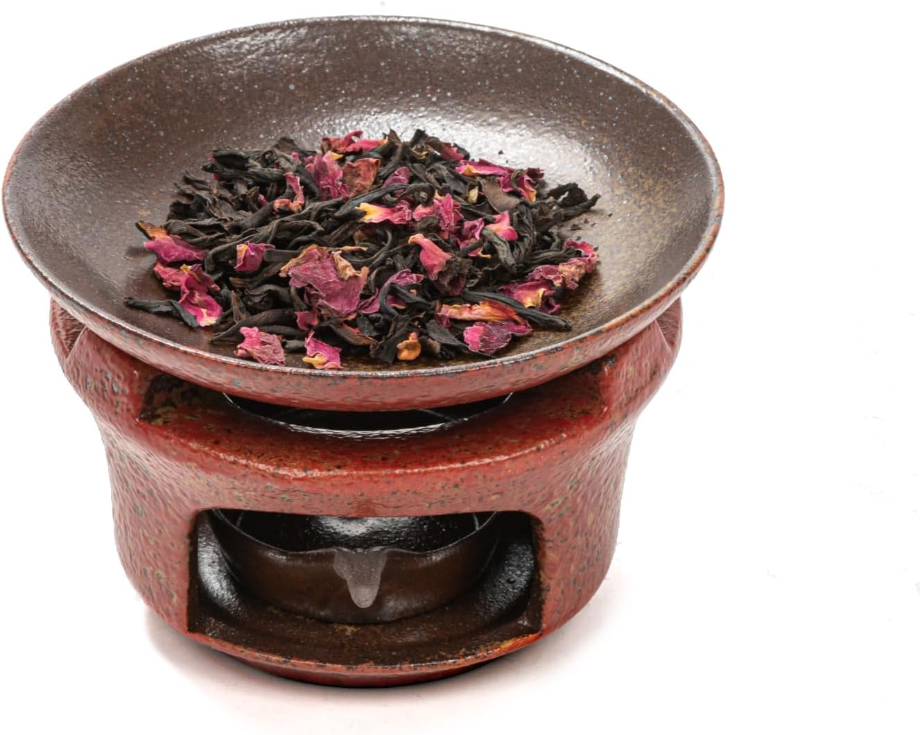 Ceramic Aroma Diffuser & Candle Heater, 4.23"×4.23"×2.82", Wax Melt Warmer & Essential Oil Burner for Home, Office, Yoga, Meditation & Relaxation（Reddish-Brown）