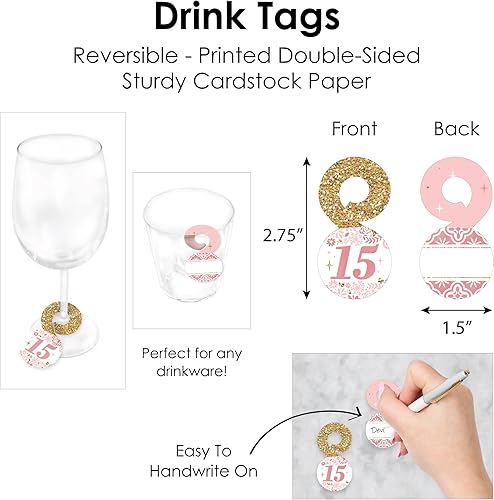 Miniatura 5 de Big Dot of Happiness Mis Quince Anos - Cargador de papel y decoración de mesa para fiesta de cumpleaños de 15 años de quinceañera Sweet 15