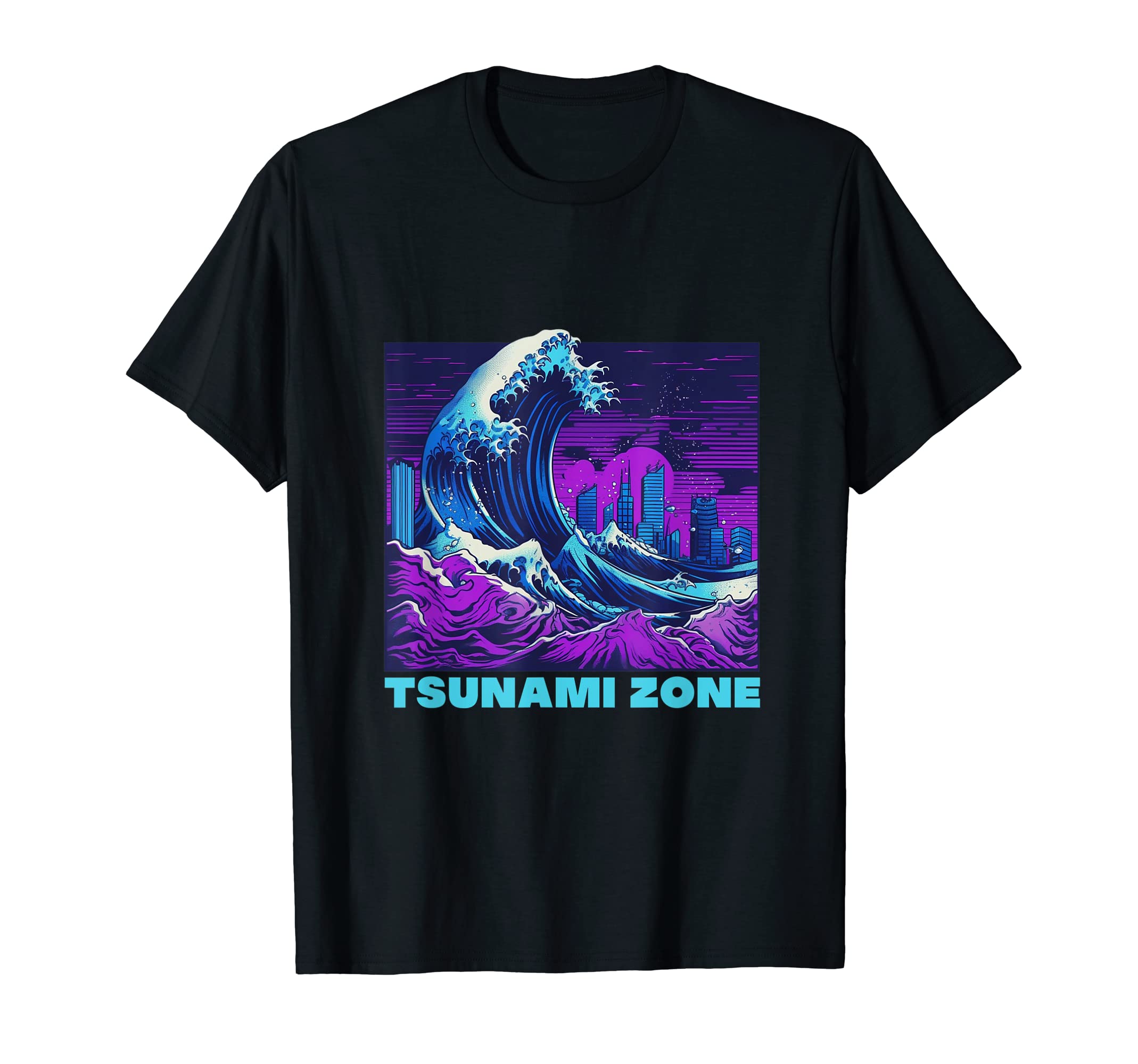 Great Wave Vaporwave "Tsunami Zone" Synthwave Tidal Wave T-Shirt