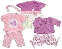 Melissa & Doug Mine to Love 6-Pc Mix & Match Doll Clothes for 12-18 Inch Dolls - Pink Purple Fashion Set