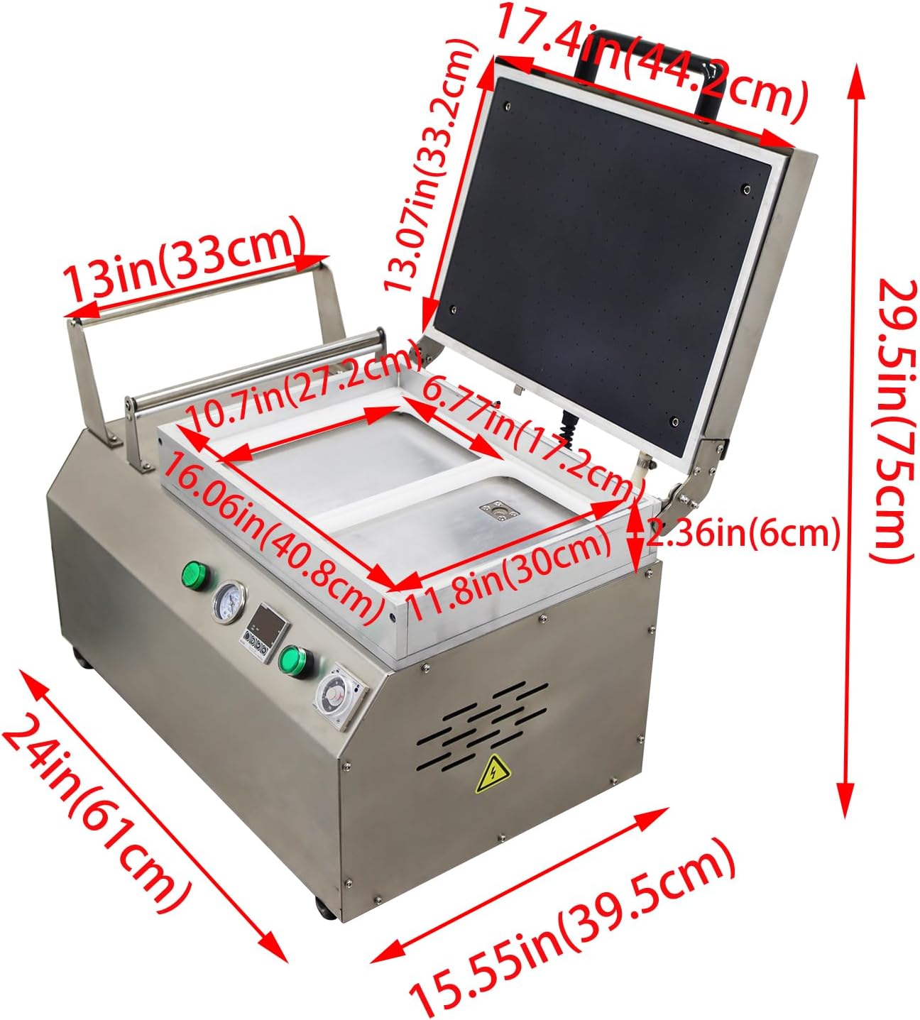 Bench Vacuum Sealer Machine Commercial Vacuum Fitting Machine 120-320 Boxes/H with Two Chambers for Packaging Meat Poultry Seafood Cheese 110V 1.75KW (320T)