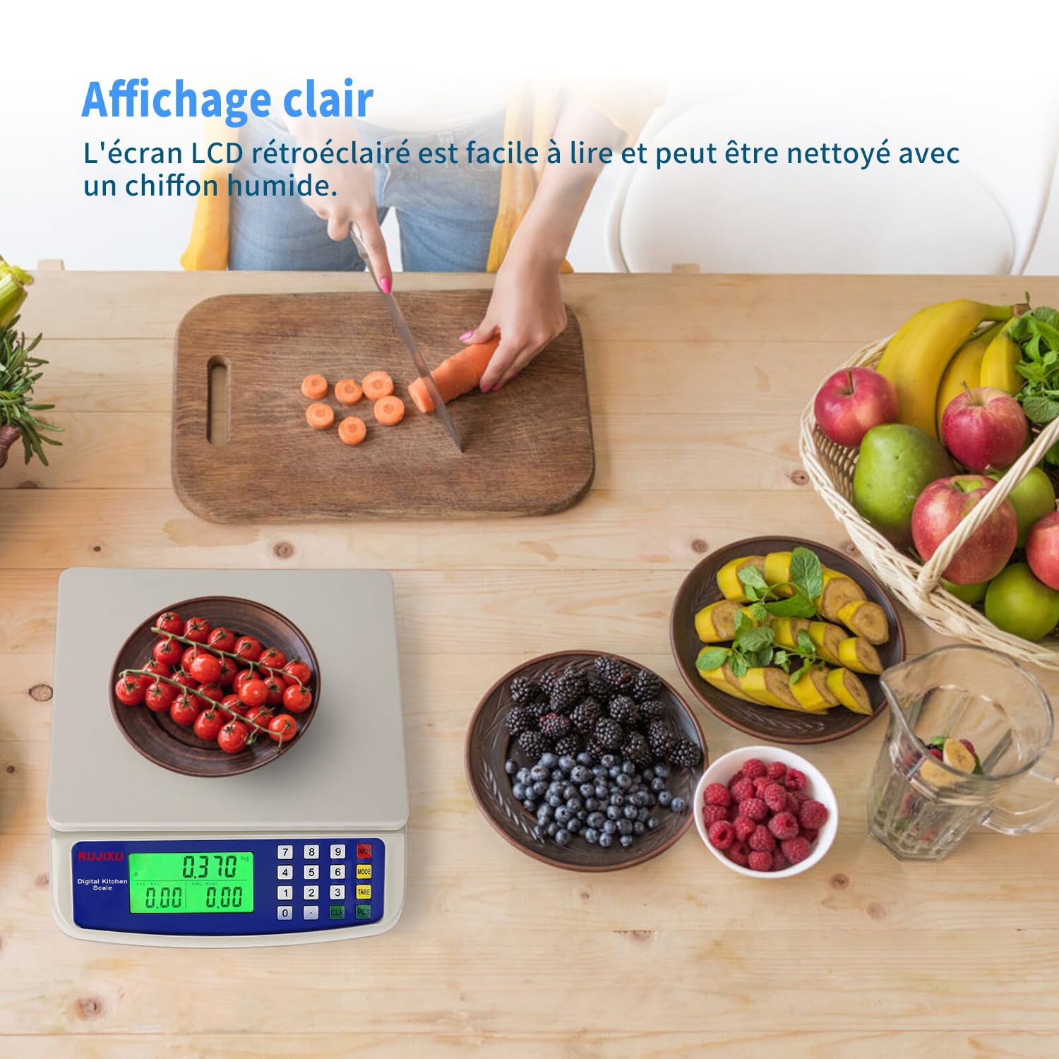 Balance de cuisine électronique 30 kg Balance alimentaire numérique avec écran LCD inclus adaptateur secteur 6 V (Size : 30kg/1g)