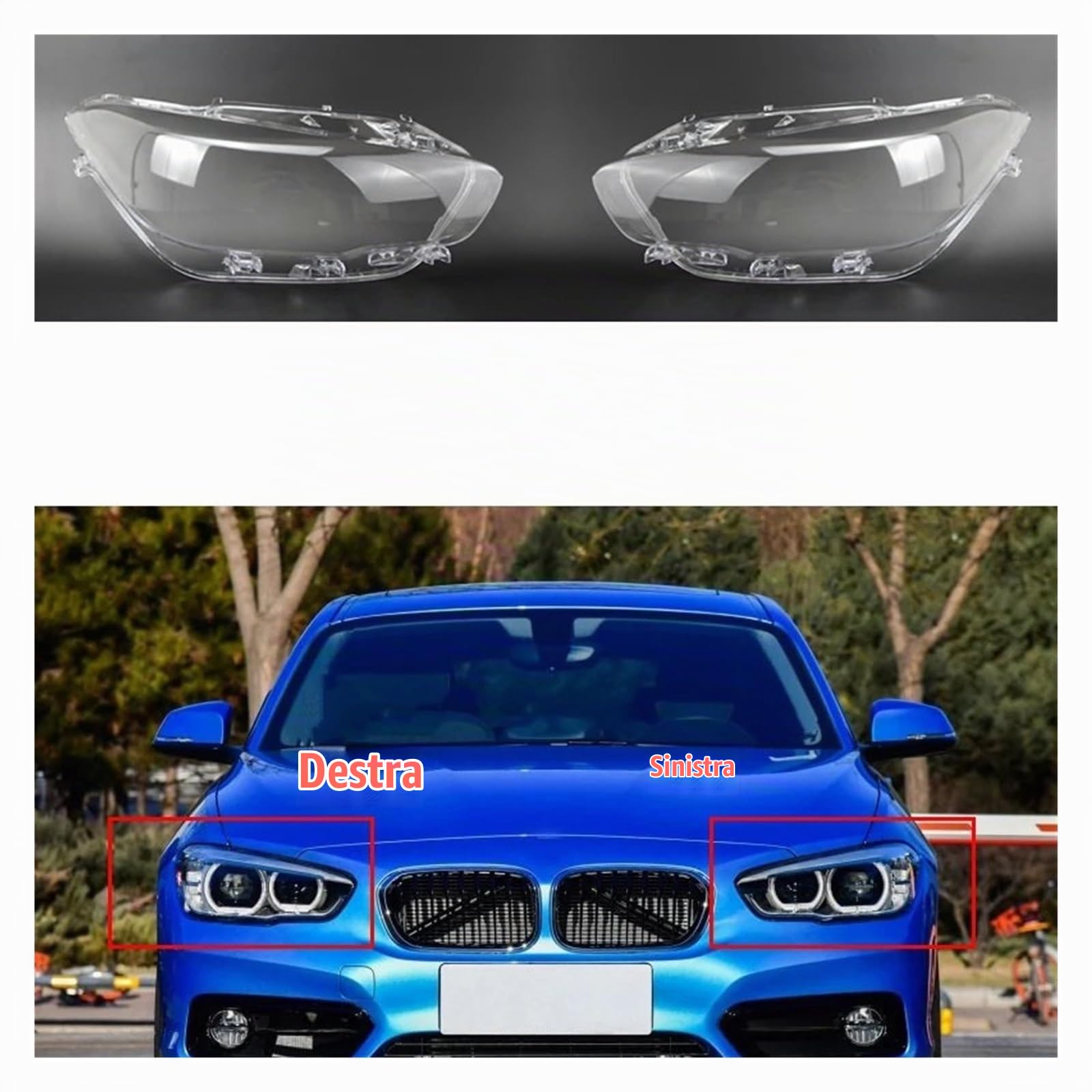 Faro Borsette Per BMW Serie 1 F20 2015-2019 Auto Faro Anteriore Fari In Vetro Paralume Trasparente Lampada Borsette Copertura Del Faro Auto Paralume Anteriore (Misurare : Giusto)