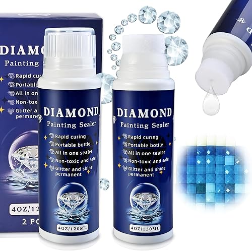 2 piezas de sellador de pintura de diamante protector abrillantador (120ml*2), pegamento para accesorios de pintura de arte de diamante, suministros