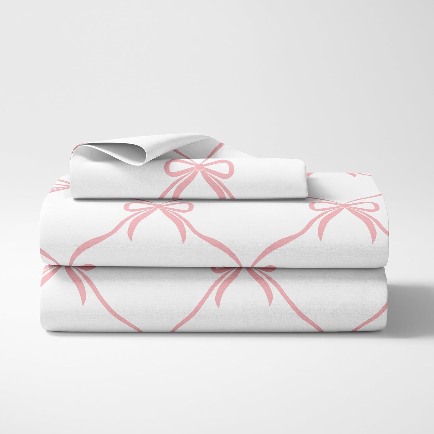 Sweet Jojo Designs 3-Piece Twin Sheets Set (Pink Bows) for Girls, Kids, Children, Teenager Bedding incl. Single Size Bed Flat Fitted Sheet & Pillow Case (Bow for Ballerina, Ballet Princess Collection)