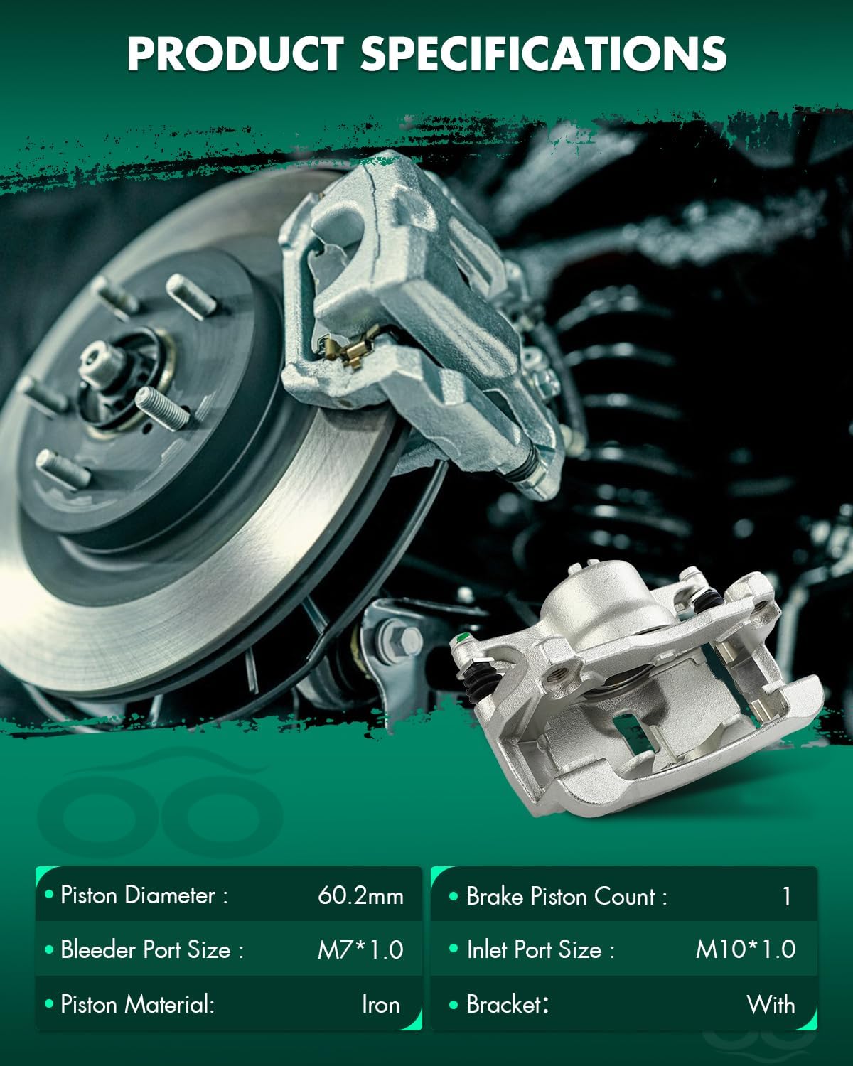 SCITOO 19B7149 Front Right Disc Brake Caliper Assembly w/Bracket For Nissan For Rogue 2014-2018