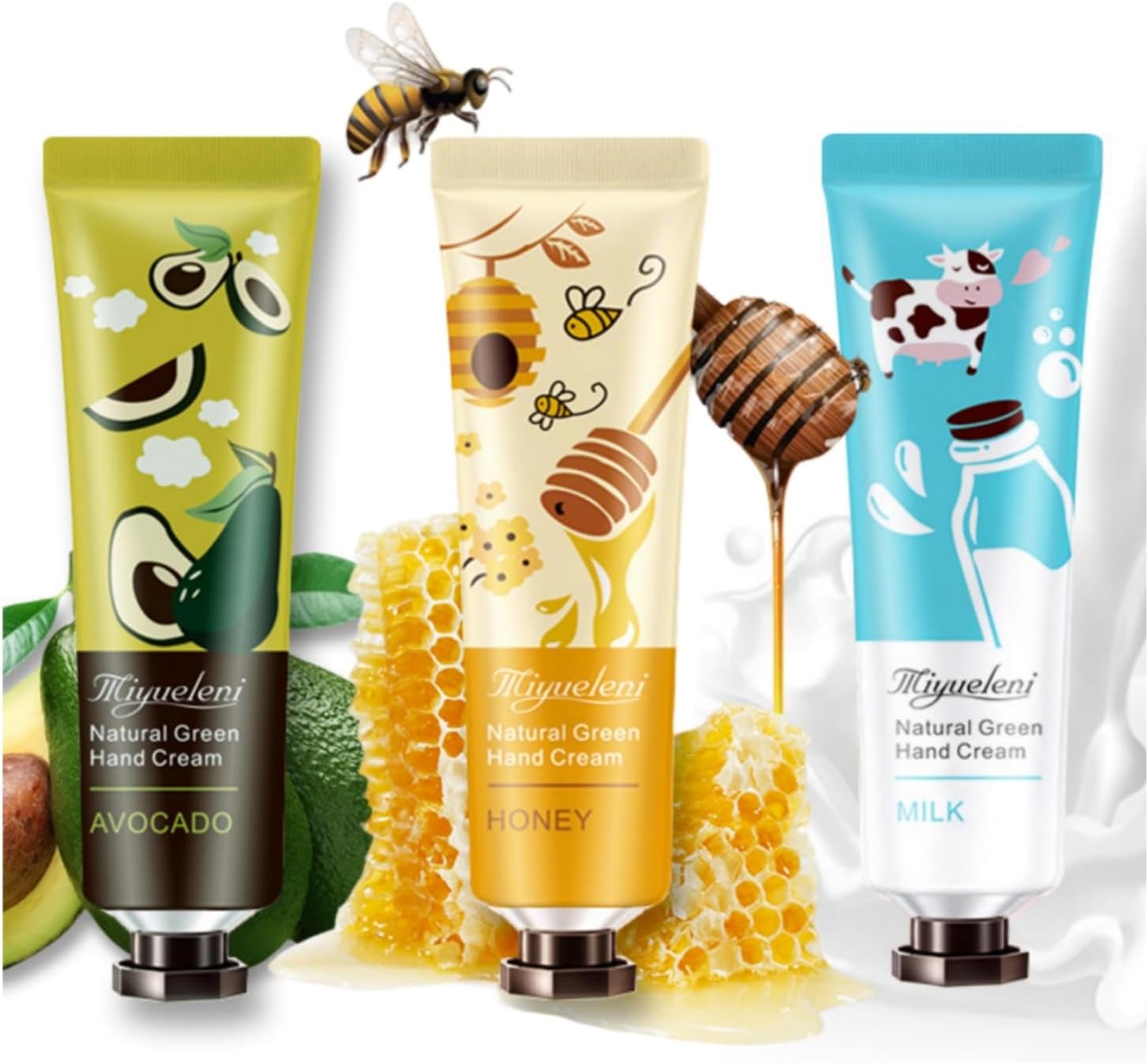 Hand Cream Gift Sets for Women 30ml x 3 Hand Moisturiser Lotion Set for Everyday Skin Care, Non-Greasy, Friendly, Tube, 3 Fragrances, Pocket and Travel Size, Birthday Mother's day Beauty Gift for Her