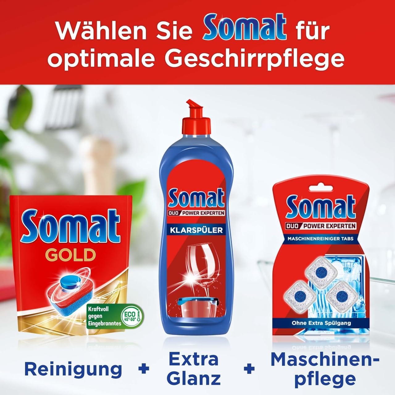 Somat Gold Lavastoviglie Tabs (176 Tabs), Lavastoviglie Tabs per stoviglie brillanti e pulite anche a basse temperature, extra forza contro i bruciati