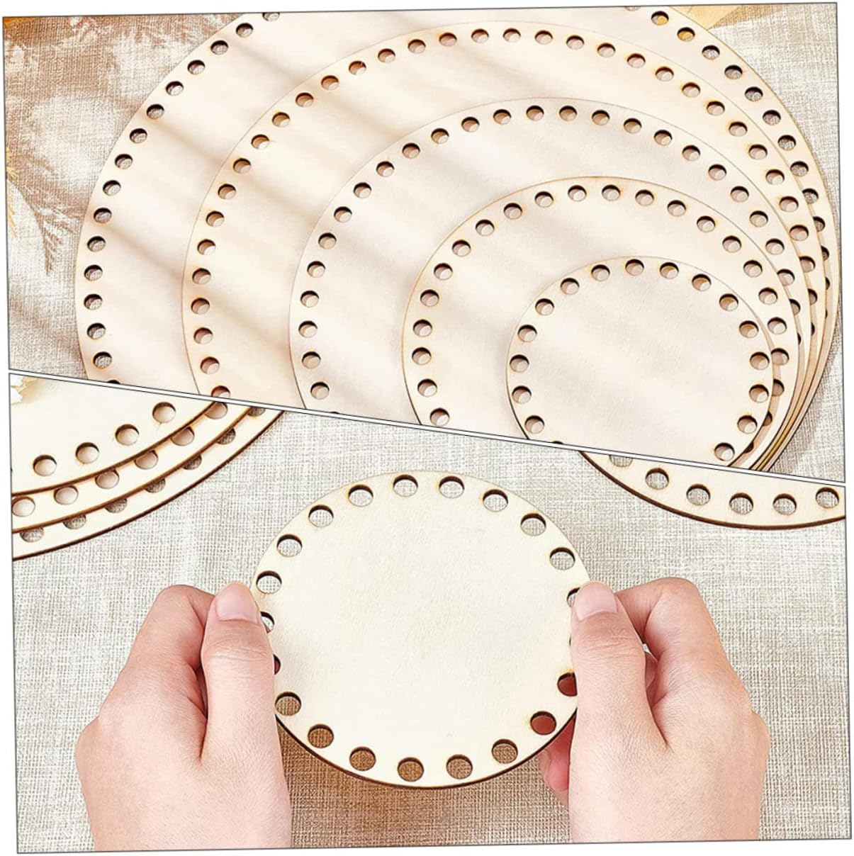 BUGUUYO 5pcs Basket Bottoms for Crochet Wooden Bag Bottoms with Holes Craft Bag Making Base