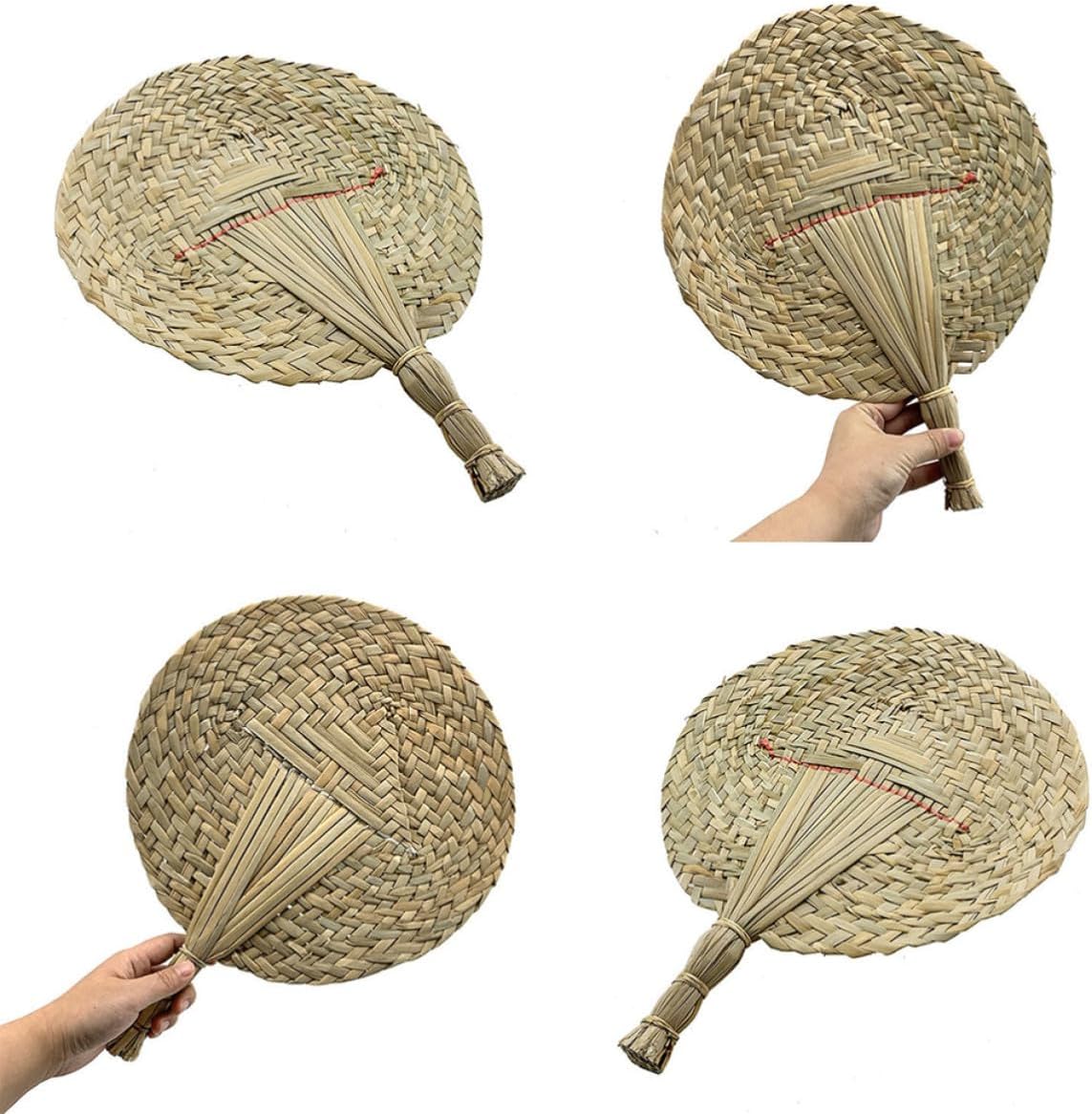 LIFKOME 5pcs Natural Woven Grass Fans Handmade Palm Leaf Fans Lightweight and Not Easy to Break, for Summer Cooling and Easy to Carry