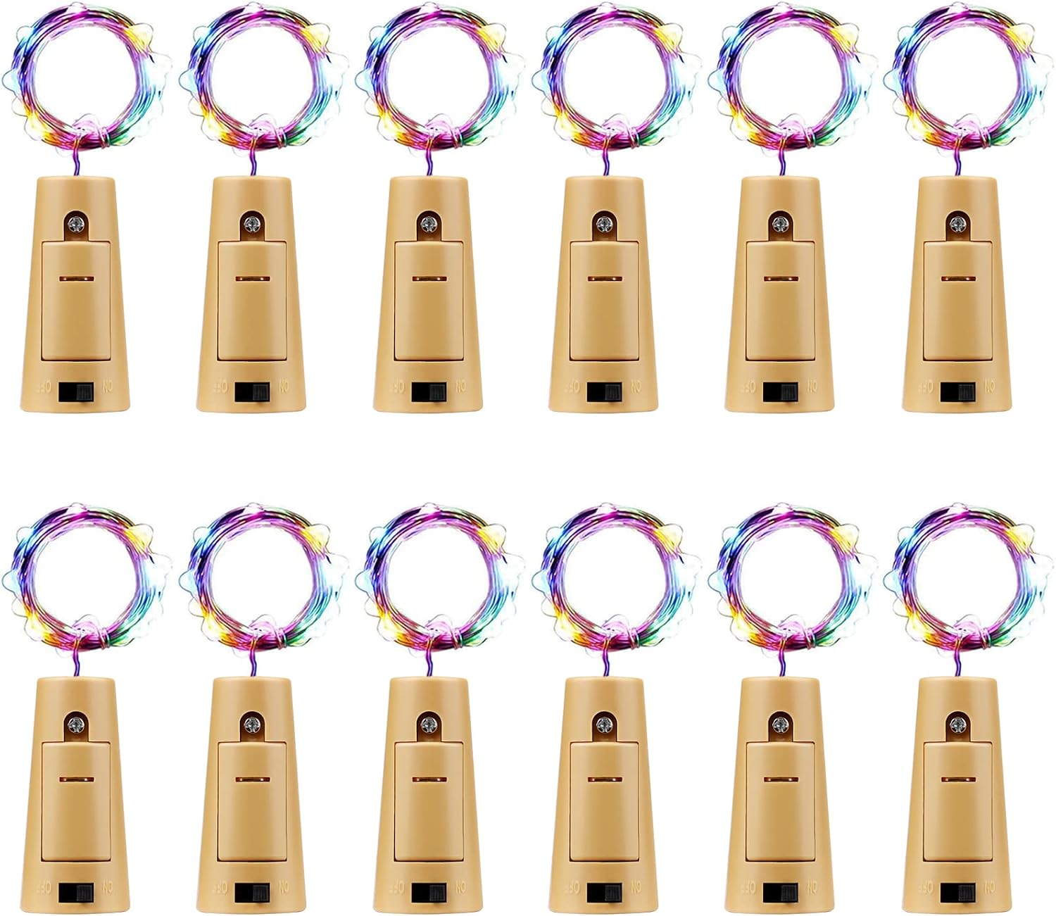 Aluan Wine Bottle Lights with Cork, 12 Pack 20 LED 6.6ft Silver Wire Cork String Lights Battery Operated Mini Fairy Lights for Party Christmas Festival Decoration, Multicolor