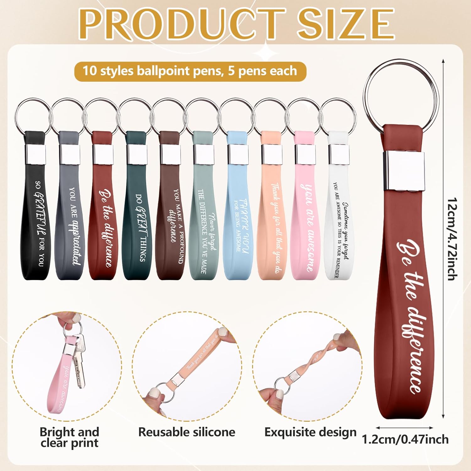 50 Sets Employee Appreciation Gifts Motivational Pens Inspirational Keychains Thank You Greeting Cards Appreciation Ballpoint Pen Thank You Gifts for Coworkers Employee Teacher Nurse Staff Team Gift