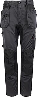 TuffStuff X-Motion Arbeitshose im Cargo-Stil, Stretch-Einsätze, dreifach genähte Nähte, mit Kniepolstertaschen, bequem und flexibel, grau, 34