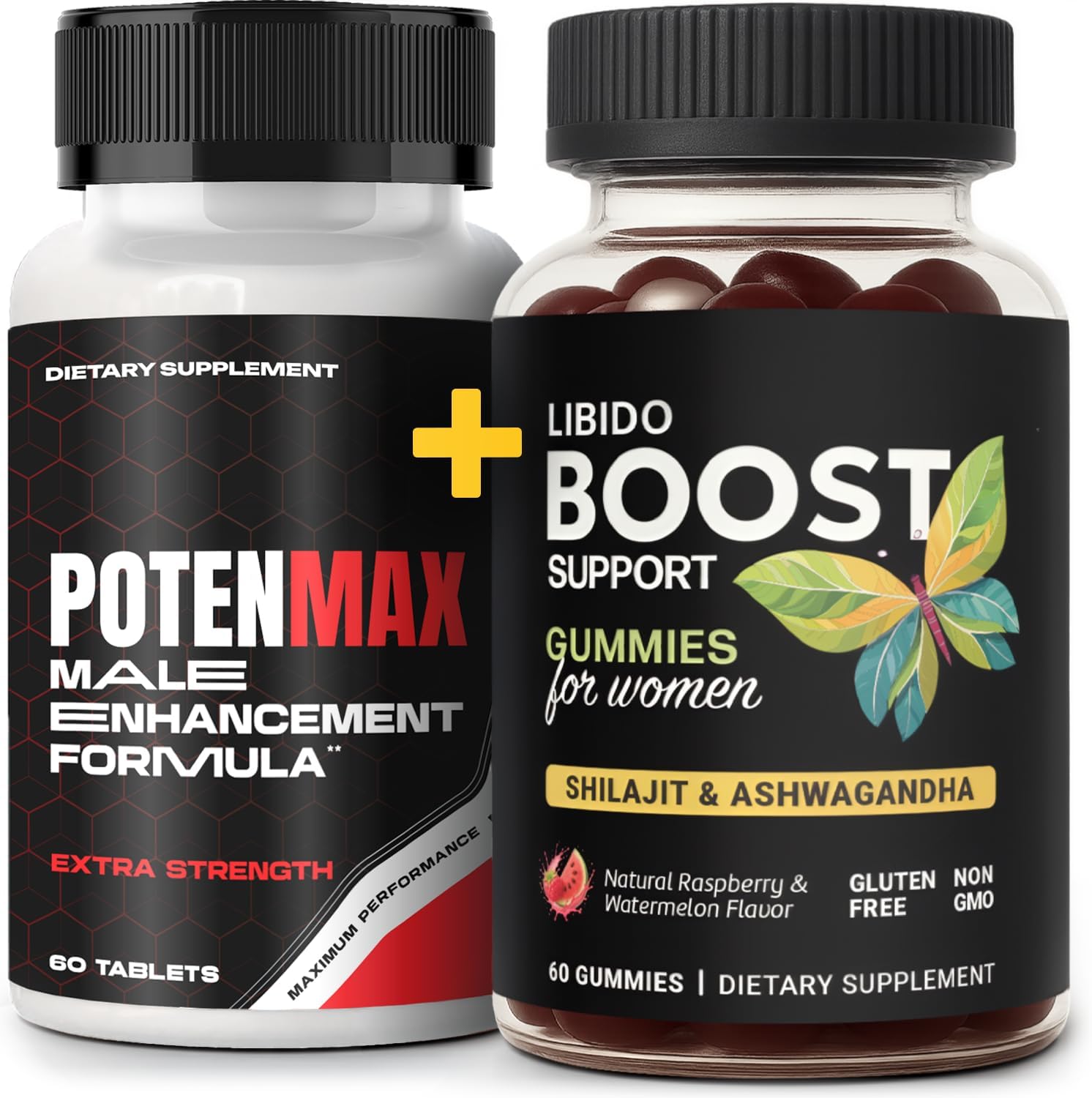 Couples Wellness Bundle – Includes 19-in-1 Male Performance Formula with Tongkat Ali, Maca & Tribulus Plus Female Libido Booster Gummies with Shilajit & Ashwagandha