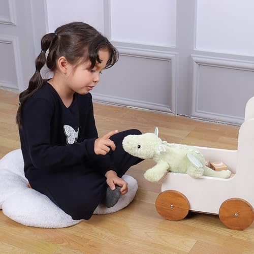 Vista 3 de Apricot Lamb Toys - Peluche de dinosaurio dragón tumbado verde, suave, perfecto para niños (dragón verde, 15 pulgadas)