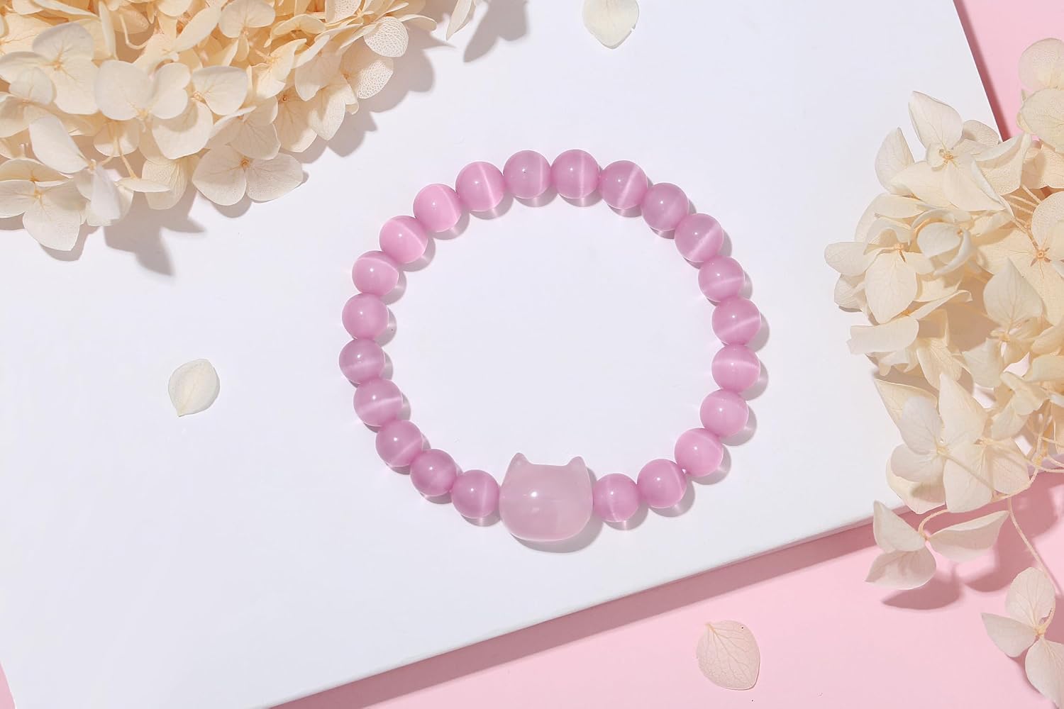 XIANNVXI Crystal Bracelet for Women Men 8 mm Natural Stone Beaded Bracelets Cat Bracelets Cross Bracelets Heart Bracelelt Jewelry for Women Birthday Gifts Stretch Bracelet image 4