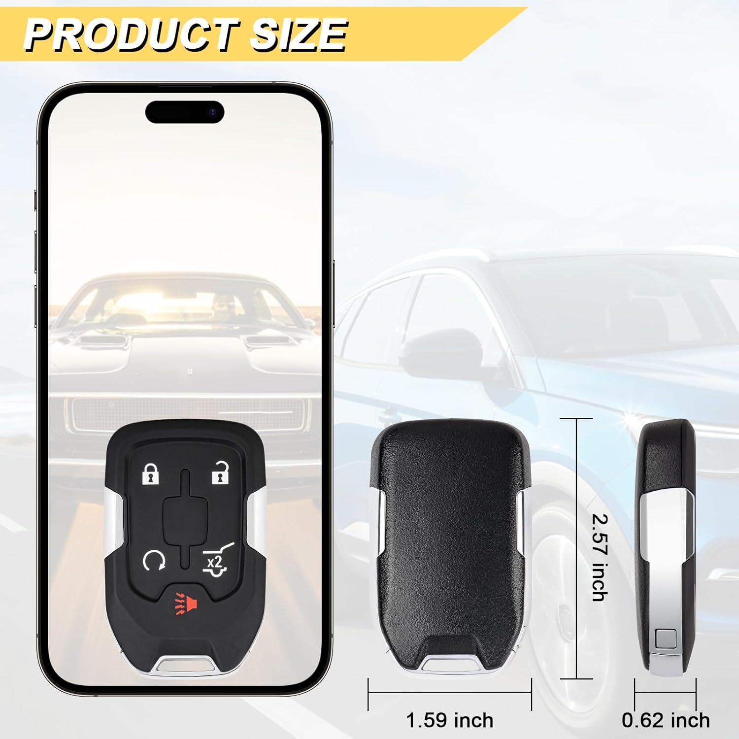 Vurkcy Key Fob Replacement for 2017-2021 GMC Acadia Push Start Smart Proximity Keyless Entry Remote Start Control, 13508275 HYQ1EA, 5 Btn (Self-Programmable)