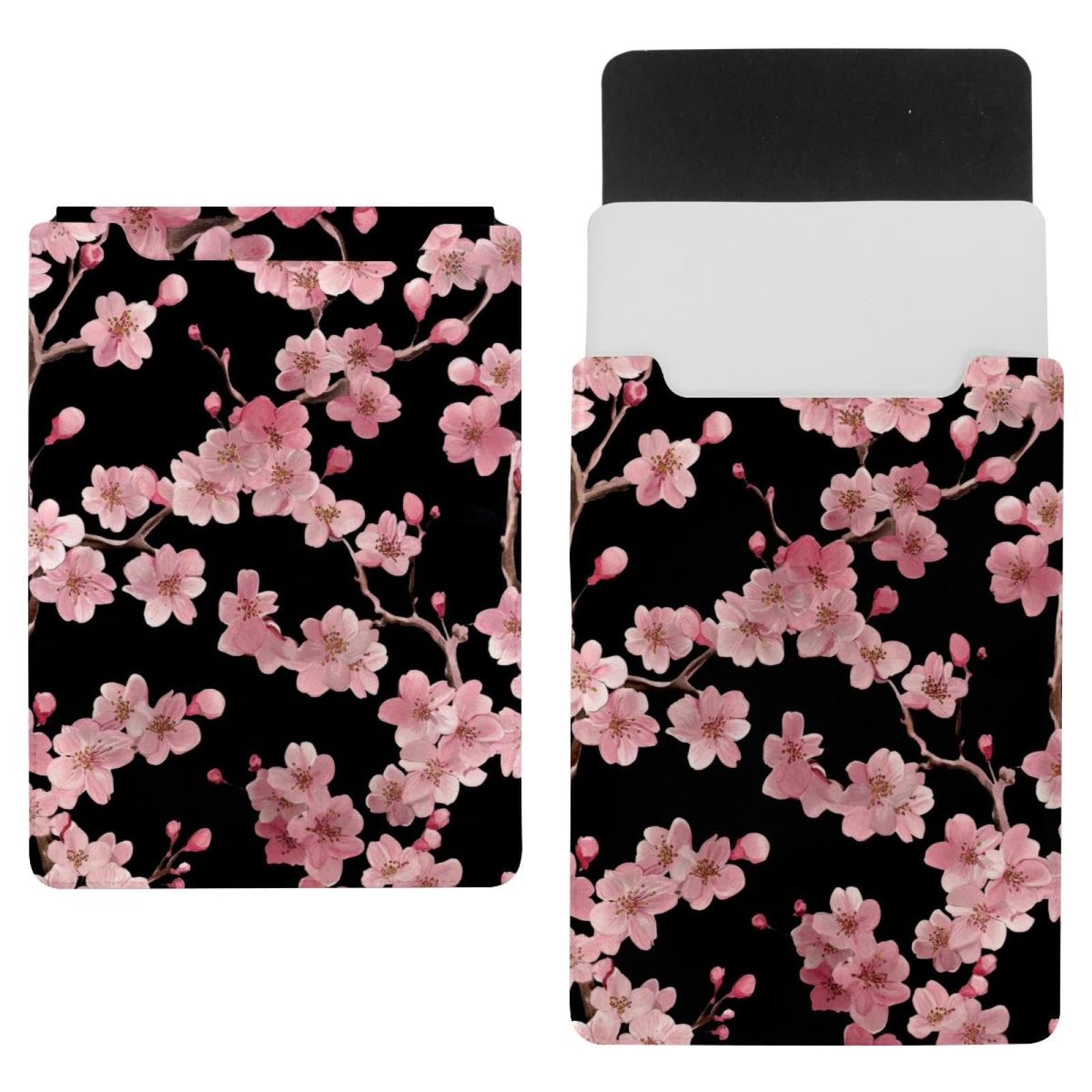 Funda para ordenador portátil de 35 x 25,9 cm negra con estampado floral rosa 7