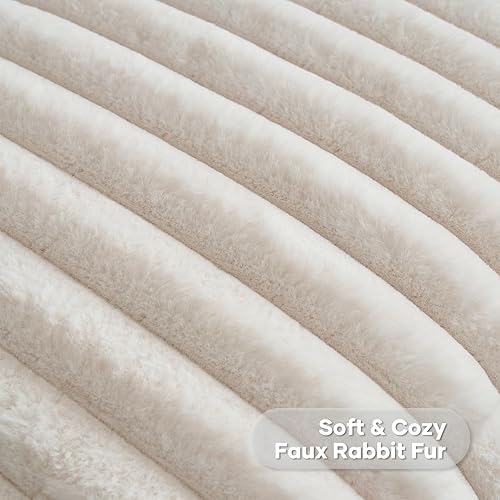 Miniatura 53 de FUTEI - Juego de 2 fundas de almohada decorativas con rayas de color naranja, 20 x 20 pulgadas, cuadradas y primaverales, piel sintética de conejo