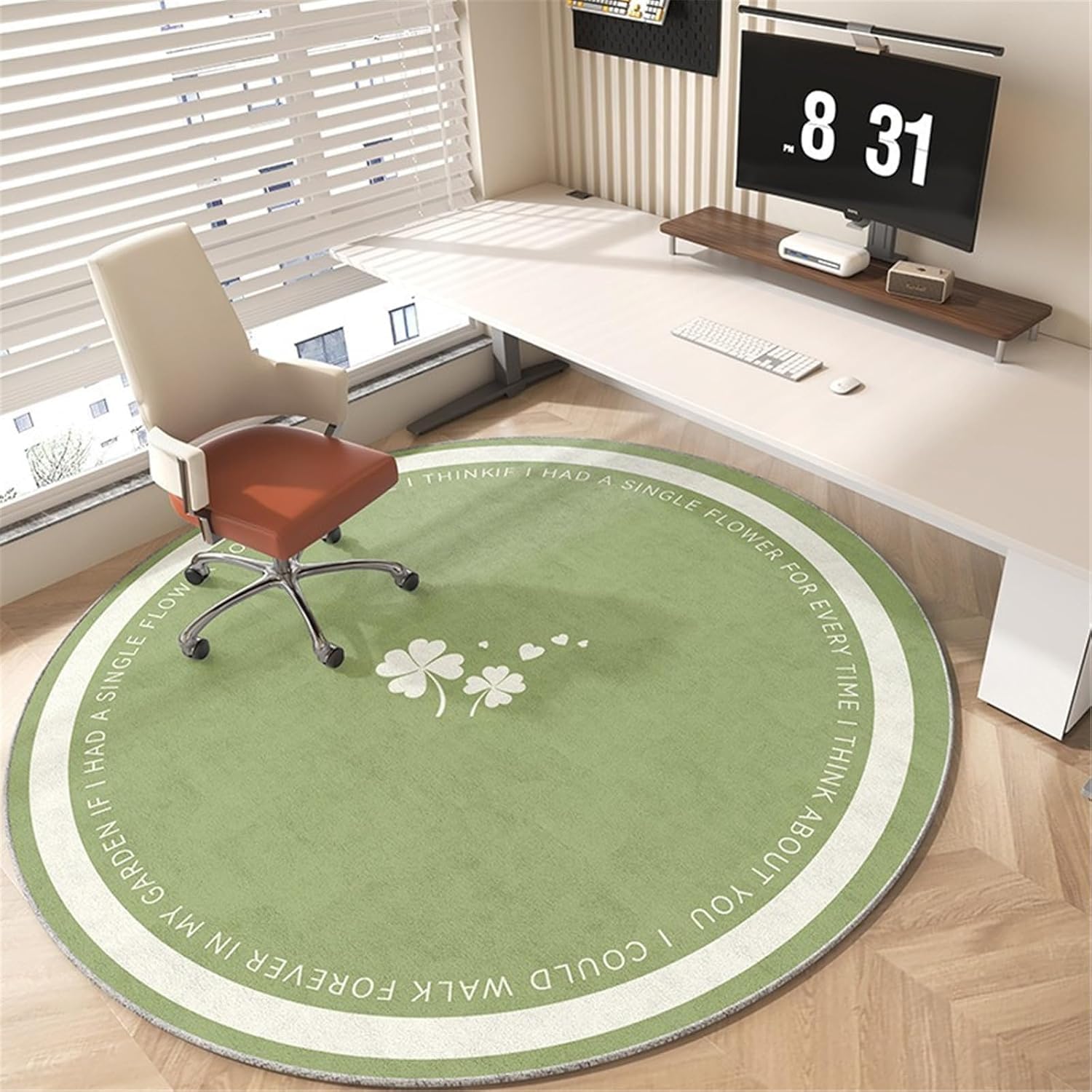 Alfombra redonda infantil verde de 100cm ideal para rincón de lectura
