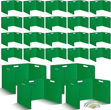24Pack Desk Dividers for Students 14 17.5 14 Inch Plastic Durable and Waterproof Black Privacy Folders Shields Test Dividers with Classroom Privacy Boards for School Study Supplies 24PCS Green