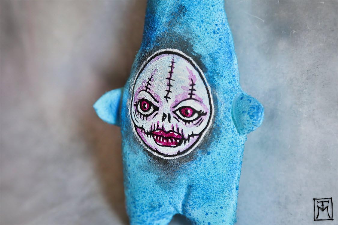 Creepy Cute stuffed plush Monster with Stitched Skull Face, art doll, OOAK horror plushie stuffed animal, Gothic decor, Scary Textile Creature Sculpture