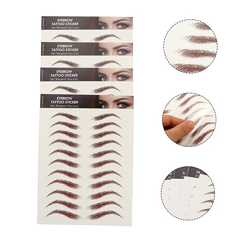 4 Sheets Eyebrow Stickers Temporary Brow Tattoos Natural Hair Like False Eyebrows for Sparse Over Plucked Brows Easy Application Realistic Full Look