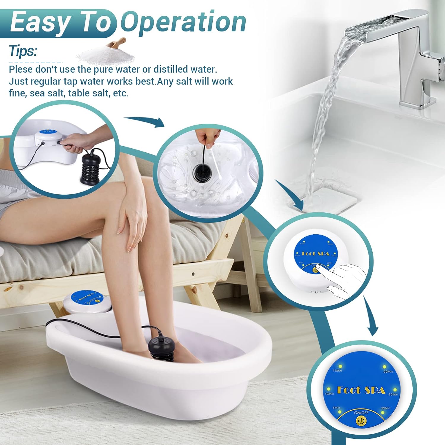 Ionic Detox Foot Bath Machine, Personal Ionic Foot Cleanse Ionic Foot Bath SPA Machine for Home Beauty Salon Spa with Basin,100 Liners and Two Round Arrays