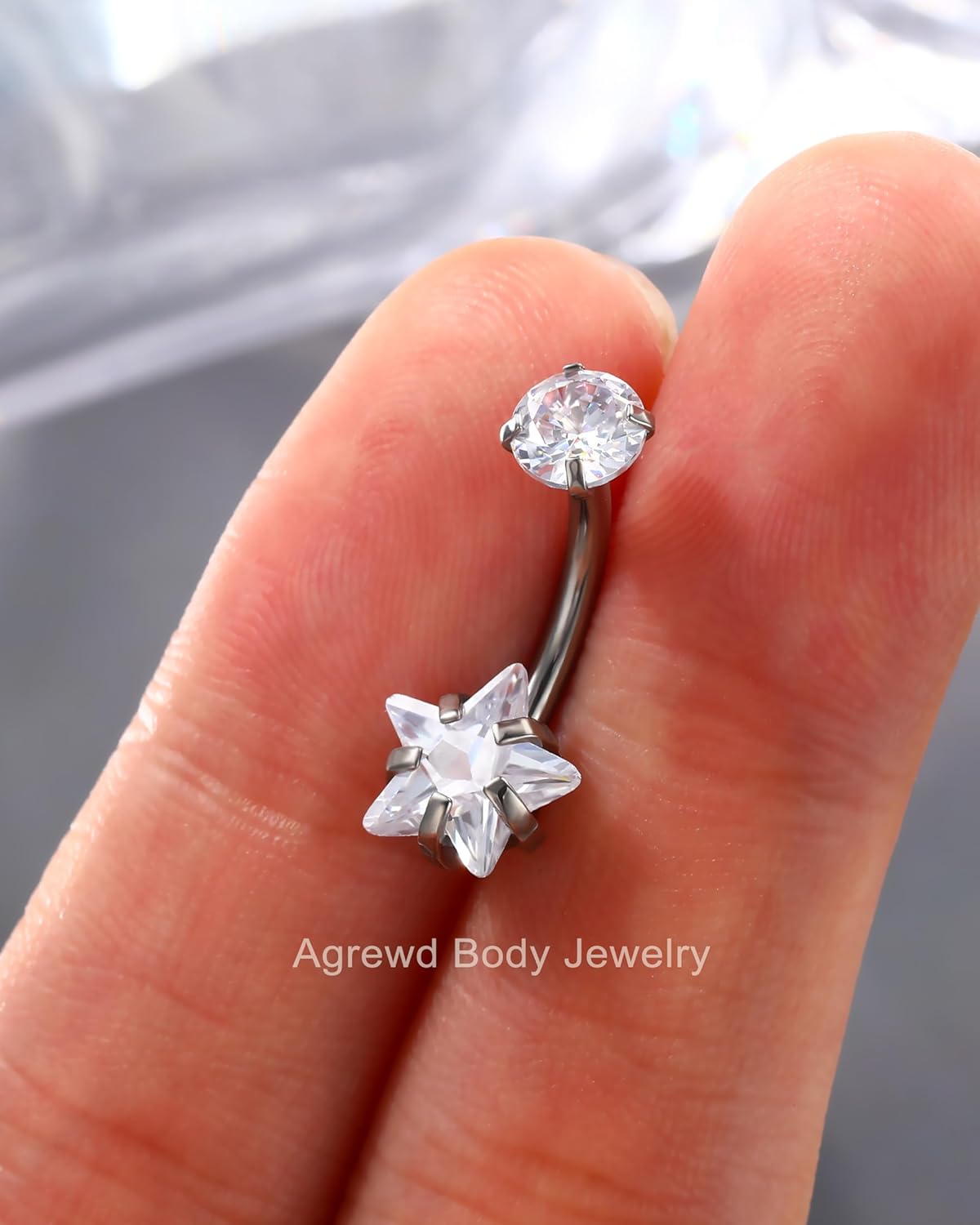 Minimalist Star G23 Solid Titanium Belly Button Rings - 14G Internally Threaded Navel Rings for Women - Clear CZ Belly Piercing Jewelry - Image 4