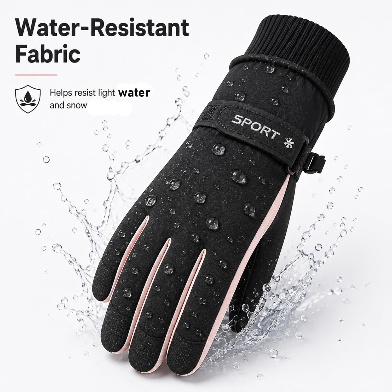 Winter-Ski-Gloves-Women Waterproof-Snow-Gloves Touchscreen Snowboard Mitten