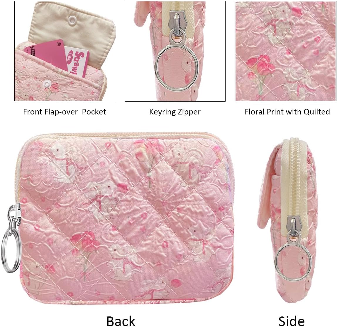 Cute Prints Cotton Quilted Coin Purse for Women Girls