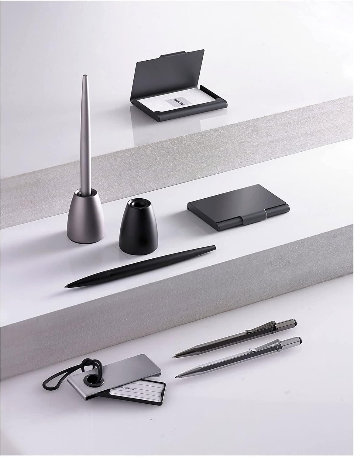 Lexon - Bee 2 Ballpoint Pen & Stylus 2-in-1 Satin Chrome Colour (Matte Black) LS100MN
