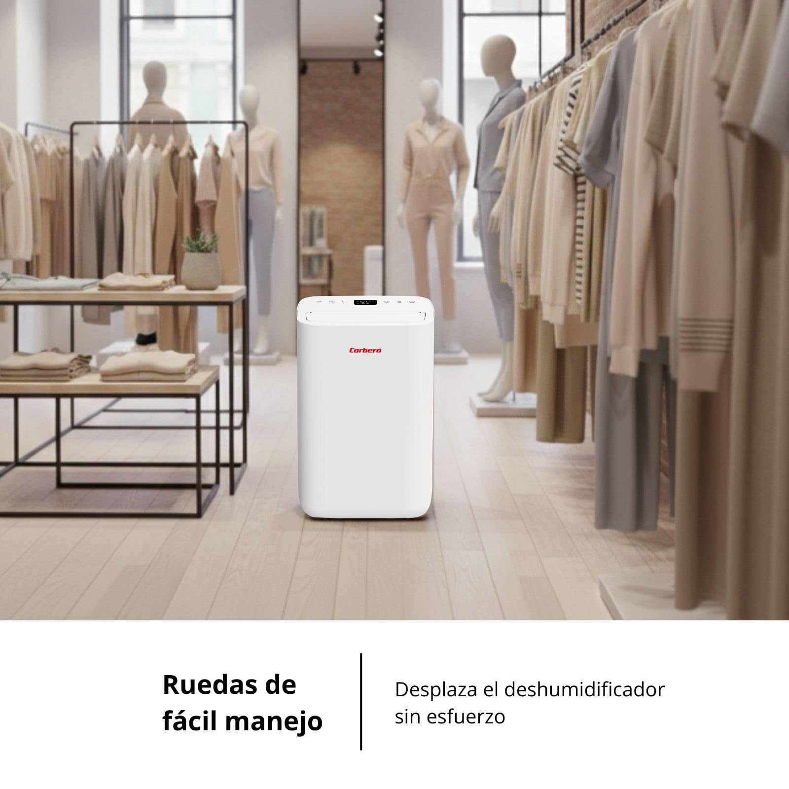 Osuszacz powietrza Corberó | CDWG13 | Pojemność 13 l/dzień | Zbiornik 2,3 l | Wifi | jonizator | Antybakteryjny filtr wstępny | Ciągły drenaż | automatyczne wyłączanie | biały