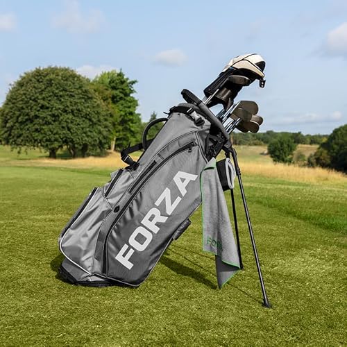 FORZA Golf Stand Bag | Lightweight 5-Way Divider Golf Club Bag with Double Padded Strap & 6 Zipped Pockets – Organised Storage & Comfortable Carry for All Golfers (Dark Grey)